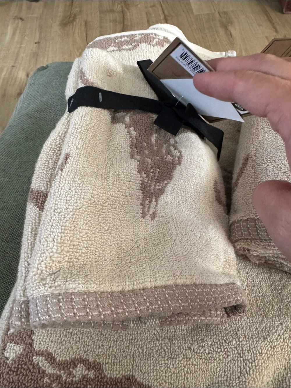 Wrangler Beige and Brown Steer Skull Motif Towel Set